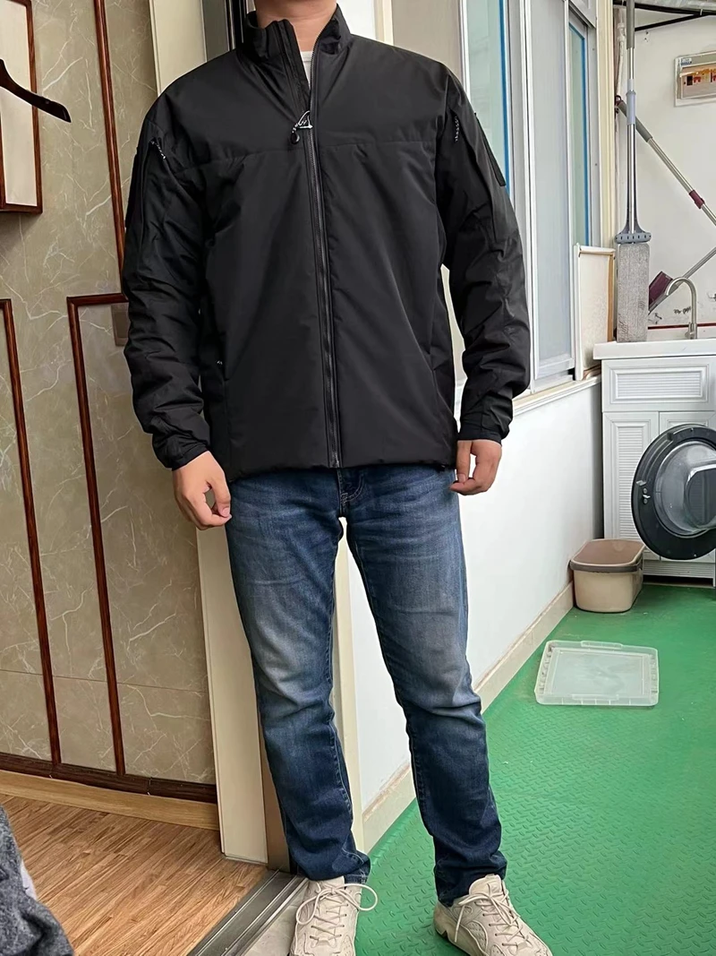 Tactische Hoodless Stand-Up Kraag Katoenen Shirt P Katoen Gevuld Ykk Rits Voor Wind-Proof Antifouling Ightweight Warmte