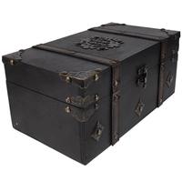 Wooden Pirate Jewelry Box Retro Small Trinket Box Treasure Chest Hasp Box Sundries Storage Container Tabletop Organizer