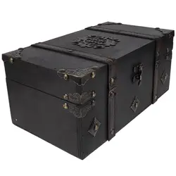 1pc Wooden Pirate Jewelry Box Retro Small Trinket Box Treasure Chest Hasp Box Sundries Storage Container Tabletop Organizer