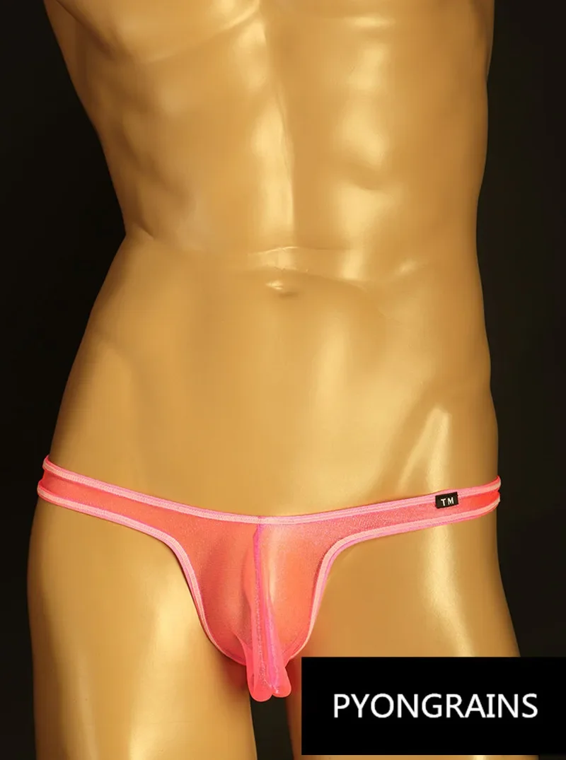 Tanga de malha respirável masculina, elástico alto, biquíni sexy combinando cores, micro corda, calça transparente, novo estilo