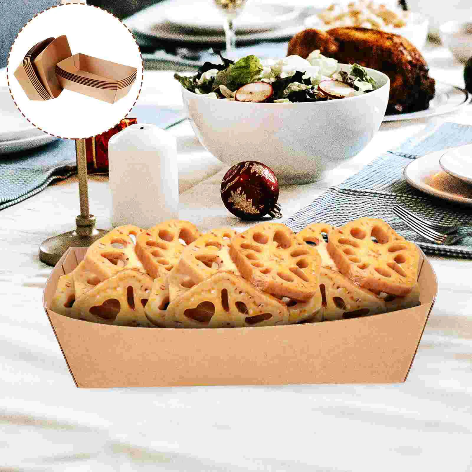 

Hot Dog Trays Holder Paper Boat Box for Food Serving Appetizer Plates Charcuterie Brown