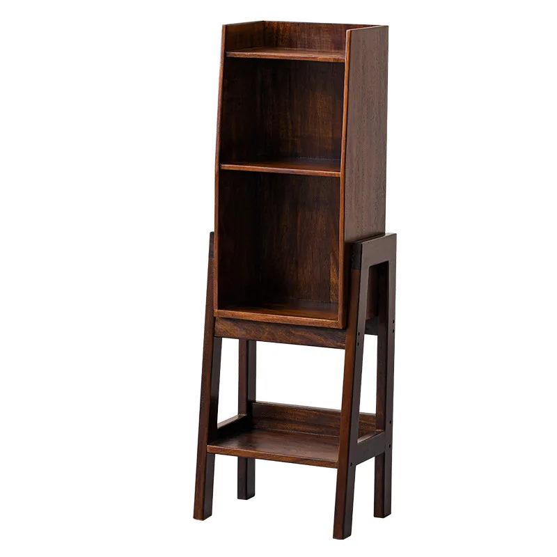 LMM living room study ultra-narrow edge storage rack displays solid wood gap shelves