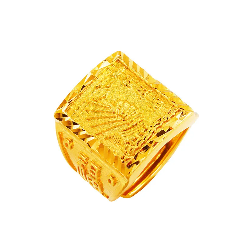 Luxury 24K 9999 Pure Gold real gold Men's Ring Show Grand Vision Sailing Ring