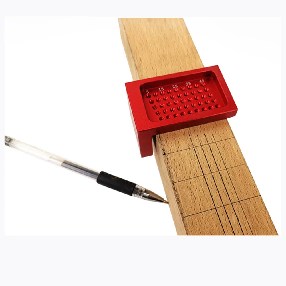 Aluminum Alloy T-Shaped Ruler Red Mini Scriber Woodworking Hole Ruler Accurate Measuring Tool for Engineer Architect Student