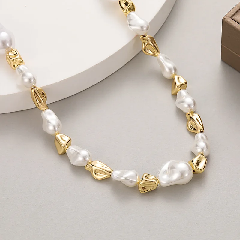 

3 Pieces Wholesale Handamde Creative Irregular Gold Beads High Quality Big Baroque imitation pearl Special Jewelry Design
