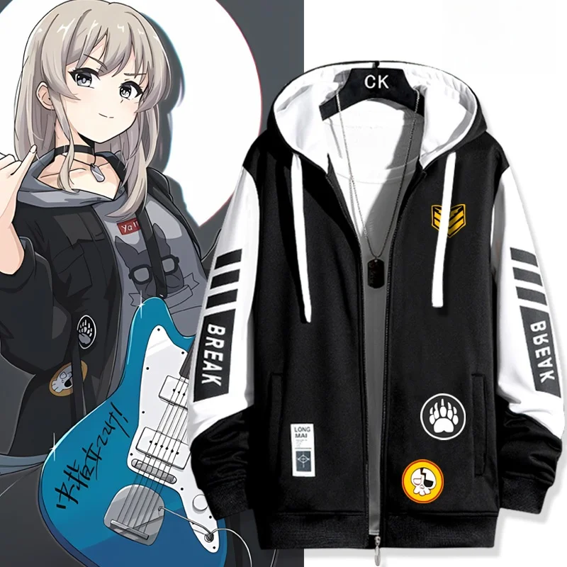

Anime Surrounding Cry Girl Band Jaet Coat ex Autumn Winter Casual Sle Zipper ket Polyester Nylon Cosite Fiber