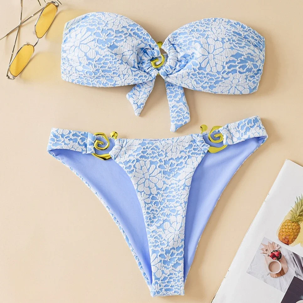 

Bandeau Bikini Push Up Women Swimsuits 2025 Sexy Swimwear Women Bikini Set Thong Biquini Swim Suits Beachwear Bathing Suit