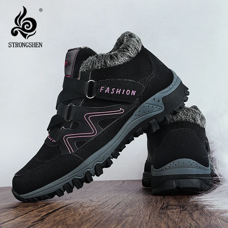 

Women's Snow Boots Trend Winter Shoes Ankle Low Heels Botas Mujer Waterproof Winter Warm Fur Botas With Fur Platform Shoes