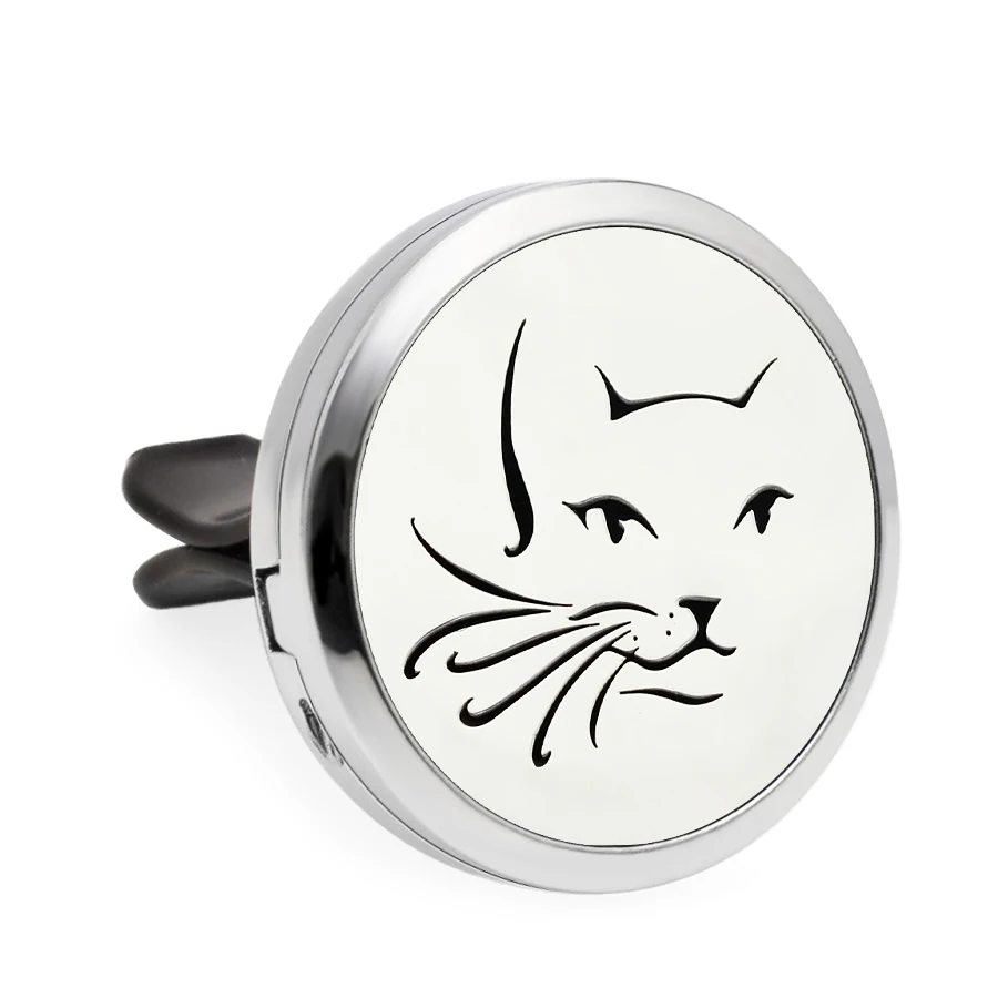 

Gift Zinc Alloy Stainless Steel Jewelry Essential Oil Perfume Aroma Automotive Fragrance Car Vent Clip 30mm Locket Free 10Pads