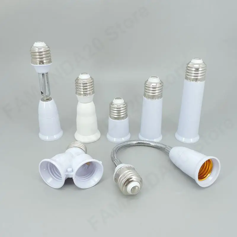 65mm 95mm 14cm Flexible AC E27 To 2 E27 bulb Base power Socket plug Converter LED Light Lamp  Extender Holder E27-E27 Adapter m