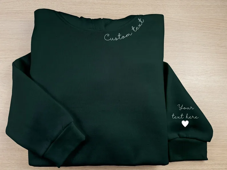 Benutzerdefinierte Hoodies, personalisierte Namen/Text auf Hals und Ärmel bedruckter Kapuzenpullover, Vatertags-Pullover, Unisex-Oberteile, passender Familien-Hoodie