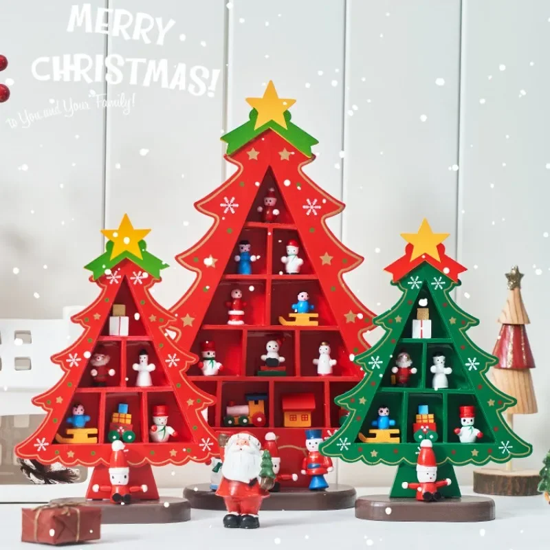 DIY Wooden Christmas Tree Ornament, Desktop Display Prop for Window Shop Mall, Holiday Home Decoration Gift