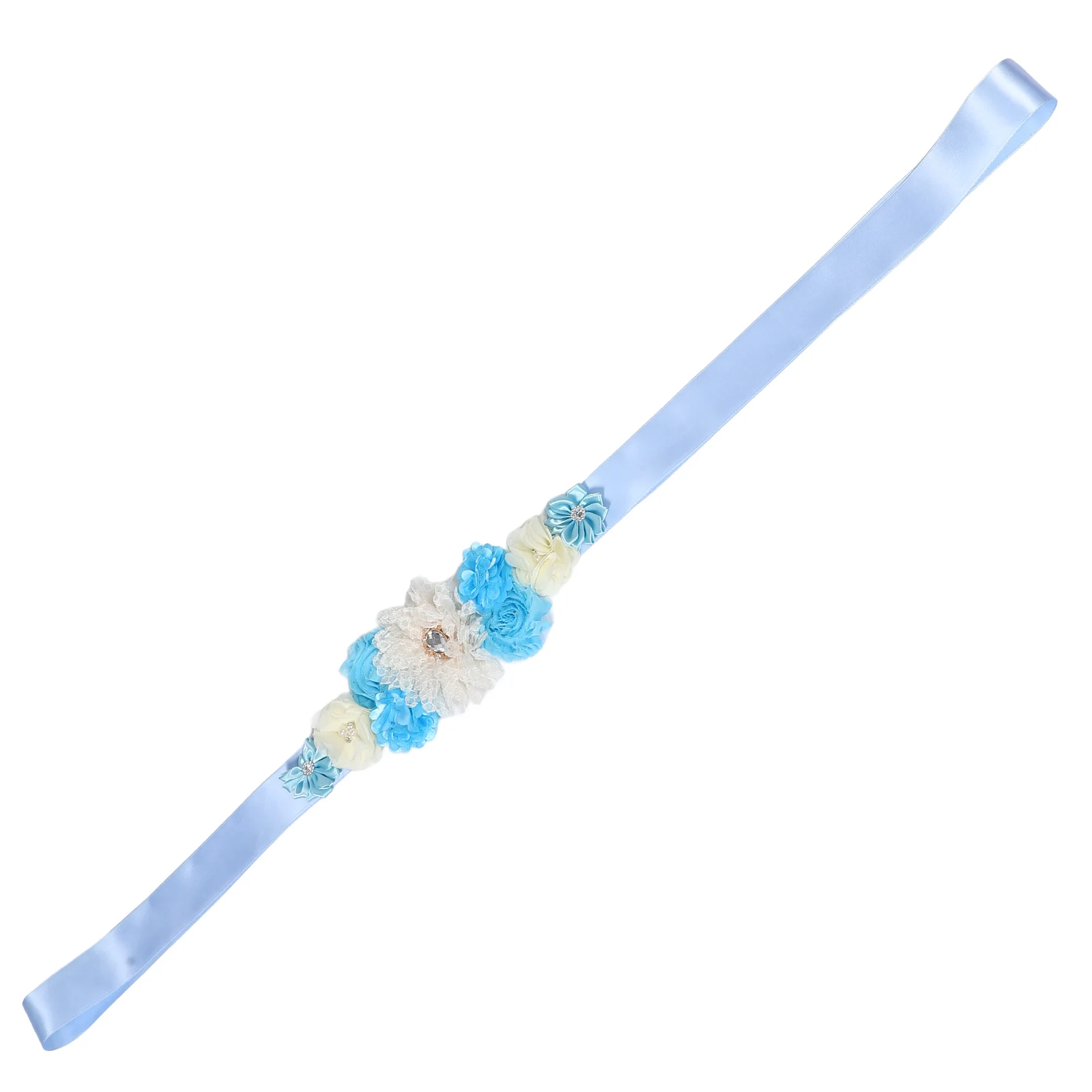 

2pcs Maternity Belt Pregnant Women Rhinestones Floral Polyester Belly Sash Pregnancy Photo Prop Adjustable Support
