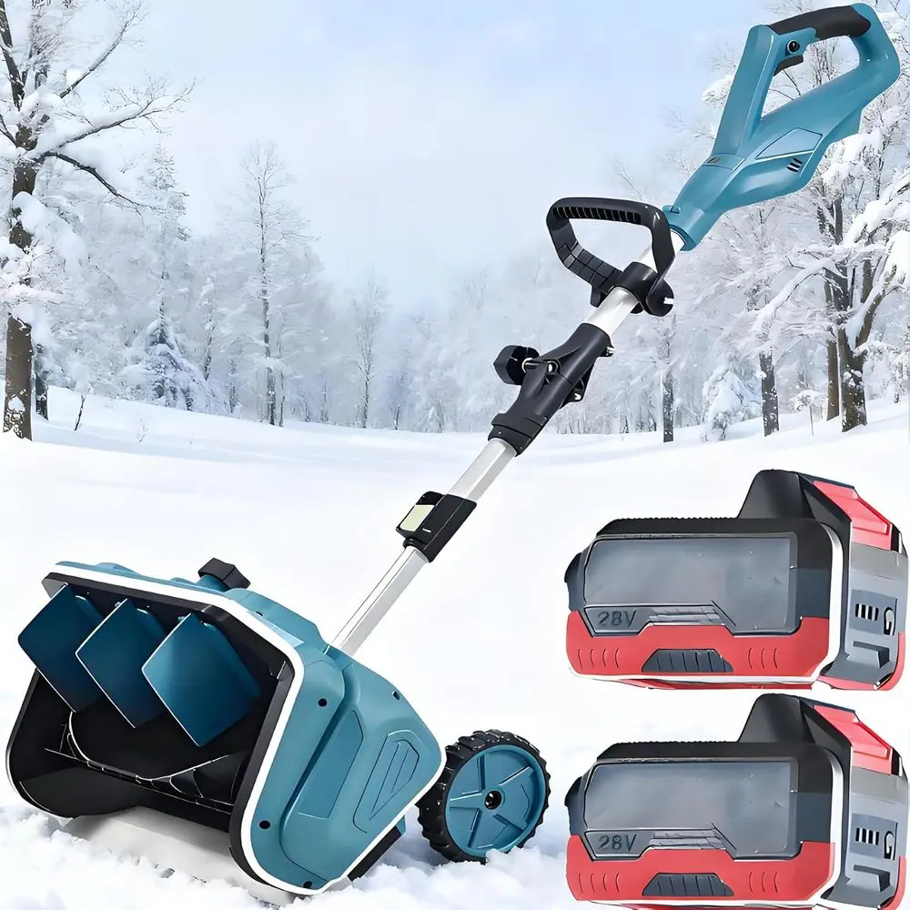

Adjustable Electric Snow Shovel with 110-130cm Width, 20cm Snow Depth, Sweeper Attachment, Dual Batteries