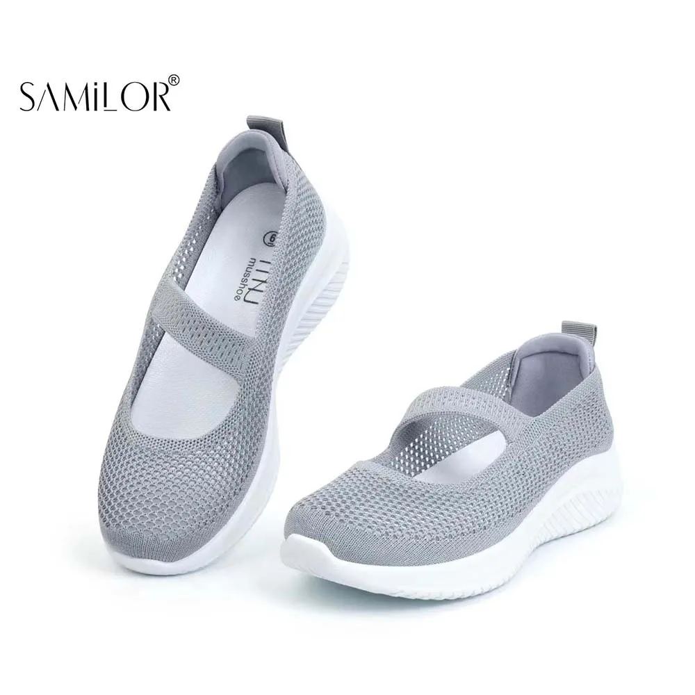 Samilor Woven Orthopedic Breathable Soft Shoes Comfortable Casual Walking Foam Shoes Anti-skid Aports Lightweight Sneakers