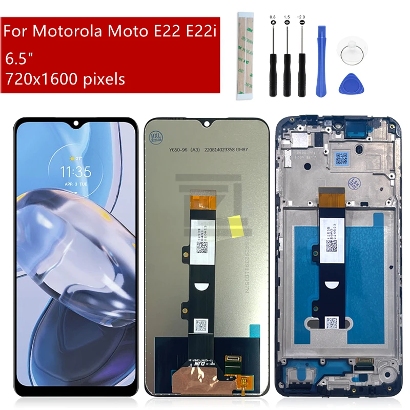 For Motorola Moto E22i LCD Display Touch Screen Digitizer Assembly With Frame For Moto E22 Display Replacement Repair Parts