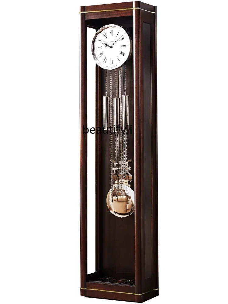 

A17 Modern Minimalist Floor Chinese Retro Large Pendulum Clock Living Room New Chinese Mechanical Standing Grandfather Clock