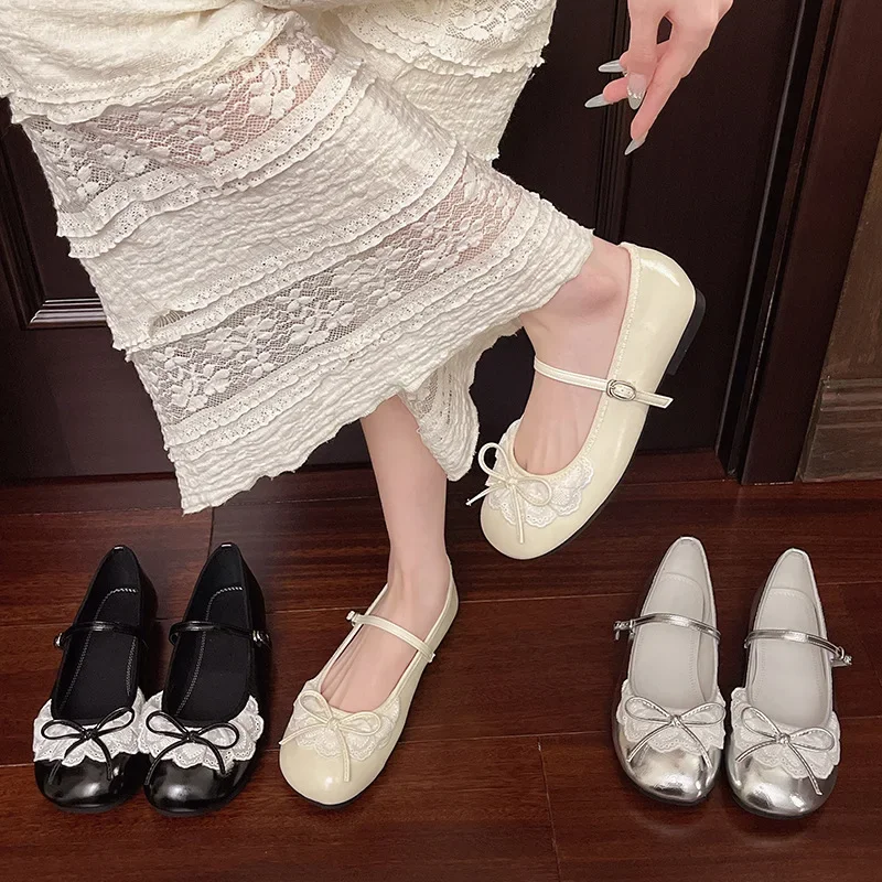 

2025 Trend New Bow Flats Women's Shoes Shallow Buckle Ballet Dance Shoes Summer Fad Woman Shoes Walking Soft Sandalias De Mujer