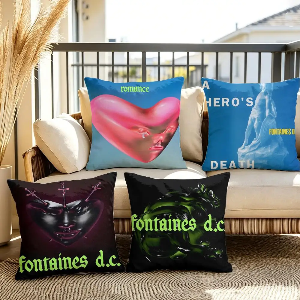 Band F-Fontaines dc Cushion Cover Soft Short Plush Throw Pillow Cover Decorative Cushion Case for Sofa Bedroom Home Decor Gift