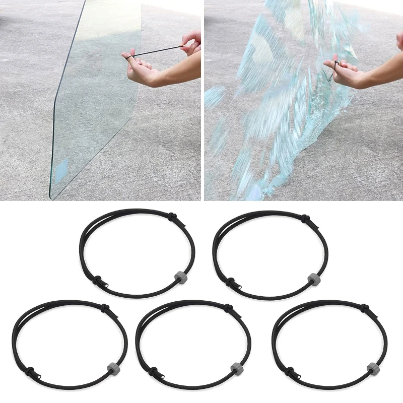 5 Pieces Window Breaker Steel Ball Hand Rope Broken Car Window Broken Glass Escape Bracelets Wristbands