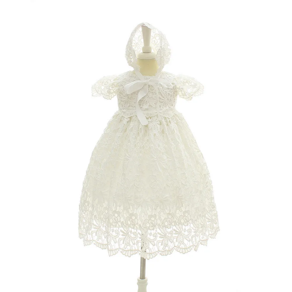 Brand 3pcs Baby Girls Dresses Cape Cardigan Baby Girl 1 Year Birthday Baptism Clothes Lace Christening Ball Gown RBF184002