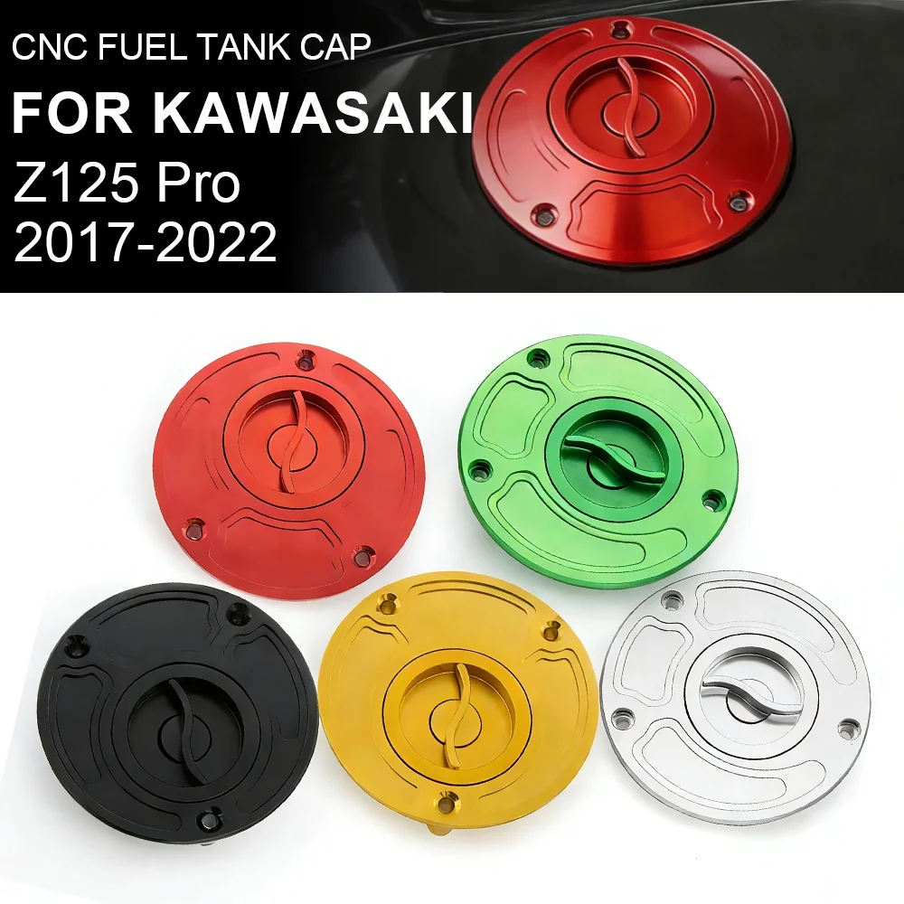 Motorcycle CNC Aluminum Keyless Fuel Gas Tank Cap For Kawasaki Z125 Z 125 Pro 2017 2018 2019 2020 2021 2022
