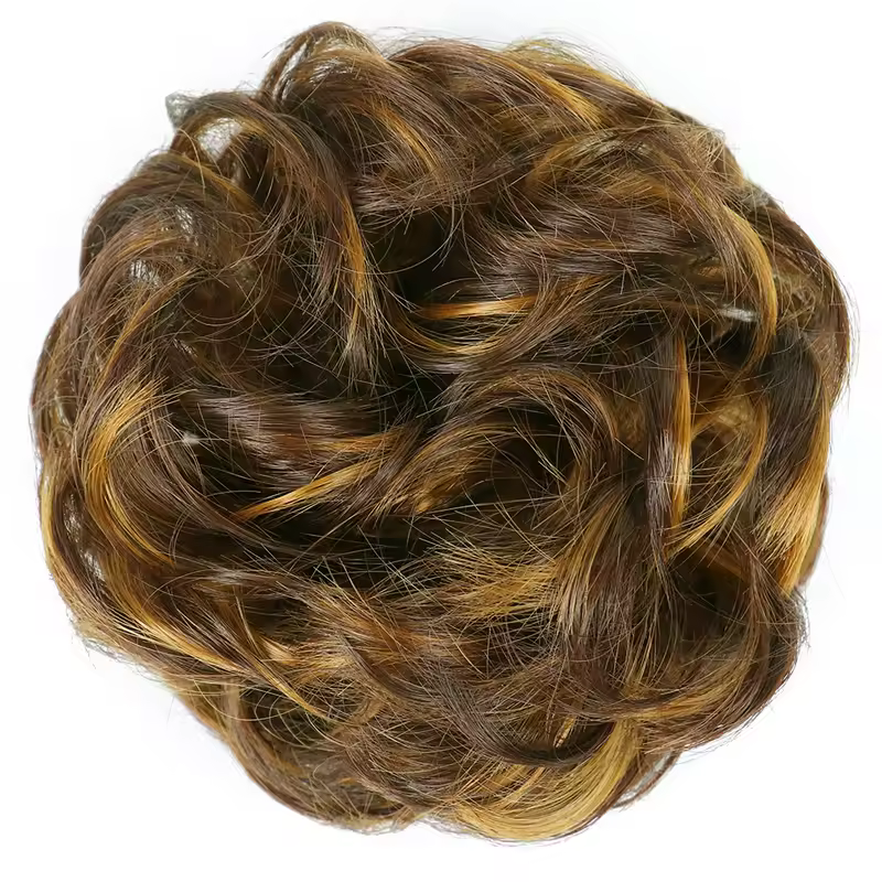 Azqueen Synthetic Messy Bun Chignon Donut Gary Brown Color Hair Bun Pad Elastic Hair Rope Rubber Band Hair Extensions - Image 34