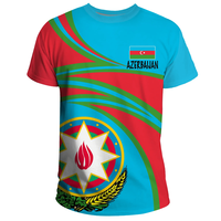 New Hot Azerbaijan Flag Map Graphic T-shirt Street Sports Fitness Gym Tops Azerbaijani Emblem 3D Printing Buttons Tees Clothing