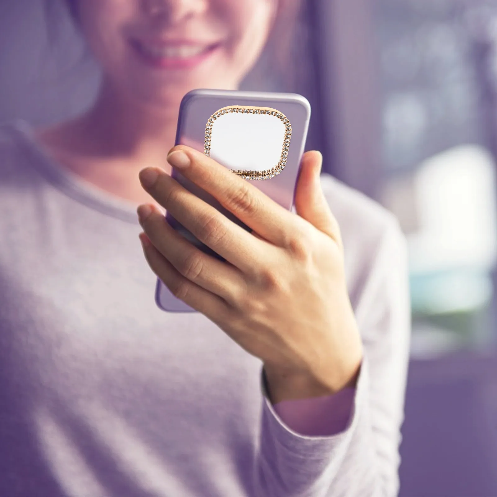 2 Espejos Adhesivos para Teléfono, Pequeños Espejos Portátiles para Maquillaje, Adhesivos Decorativos para Carcasas de Smartphone