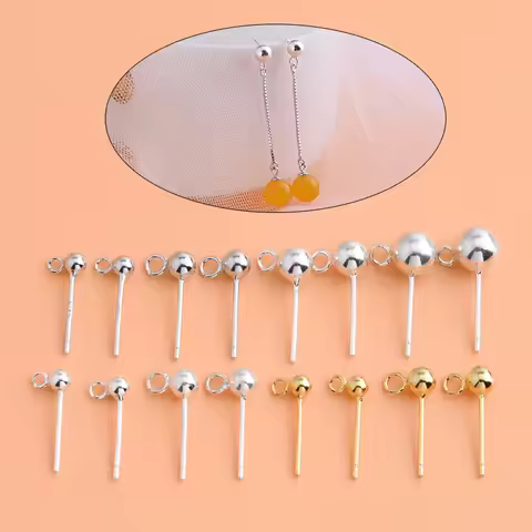 5 Pairs of S925 sterling silver gold-plated open ring earrings handmade DIY material jewelry accessories
