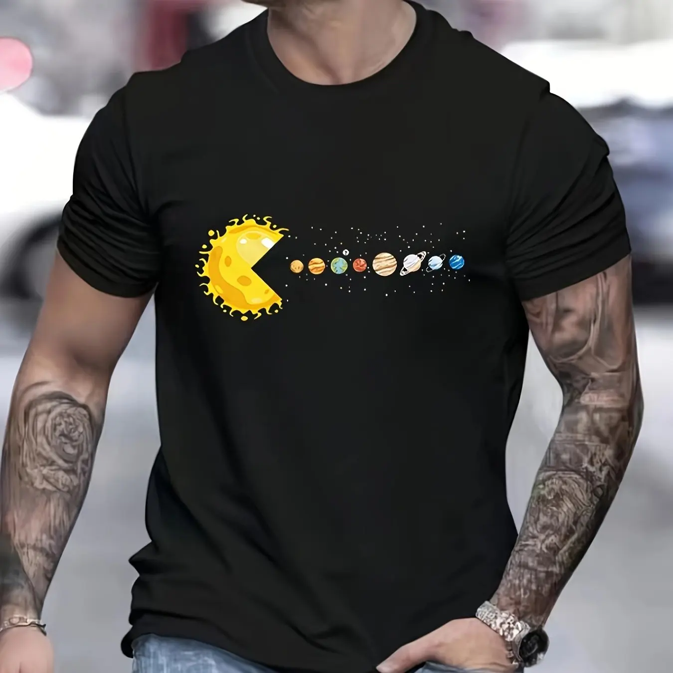 Summer plus men's round neck 3D printed T-shirt with casual, simple and relaxed style suitable for daily wear and vacation