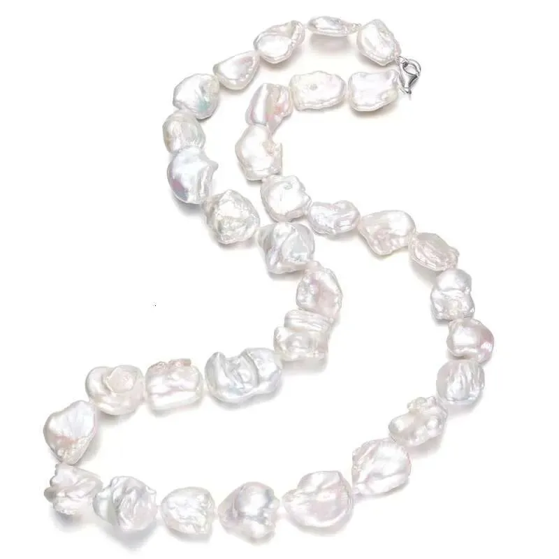 13-15mm buena calidad tamaño grande blanco forma Irregular agua dulce Natural Keshi perla Nelace