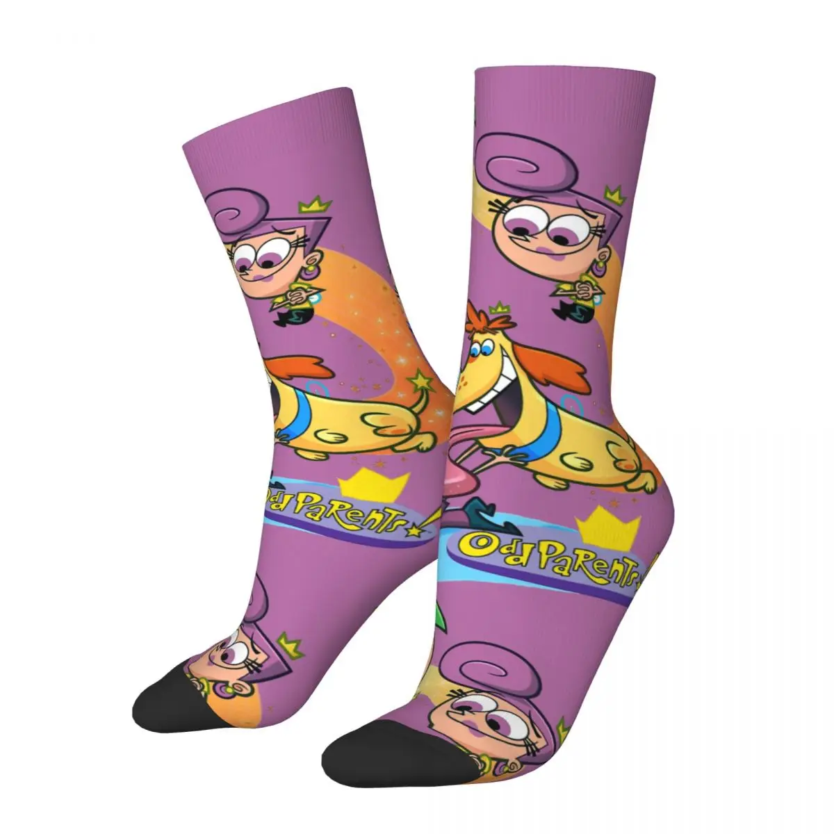 Funny Crazy compression Family Sock for Men Hip Hop Harajuku The Fairly Odd Parents Happy Quality Pattern Printed Boys Crew Sock