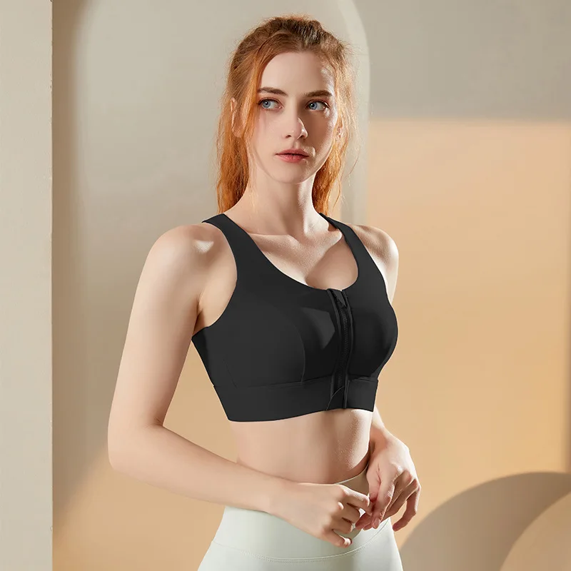 Smellmory high support front zipper sports bra