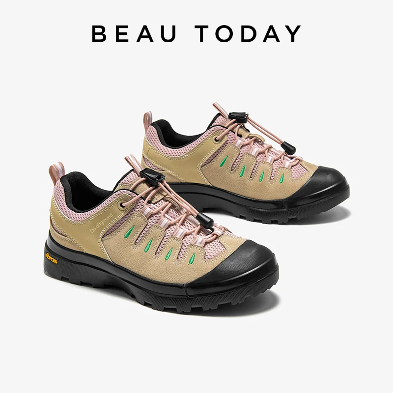 

Кроссовки для хайкинга BEAUTODAY, женские кроссовки из коровьей замши с круглым носком, лоскутные кроссовки с сетчатыми вставками, женская обувь ручной работы для активного отдыха MS2C033