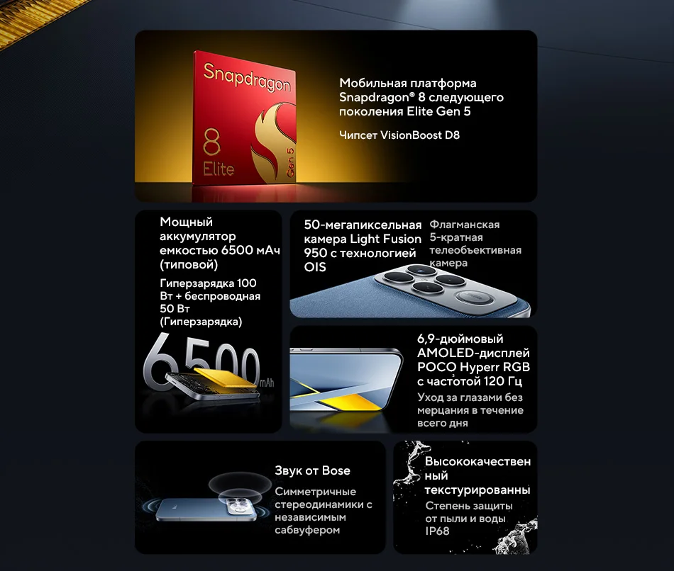 POCO F8 Ultra World Premiere Global Version Smartphone Snapdragon 8 Elite Gen 5 50MP 6.9" 120Hz display 6500mAh battery