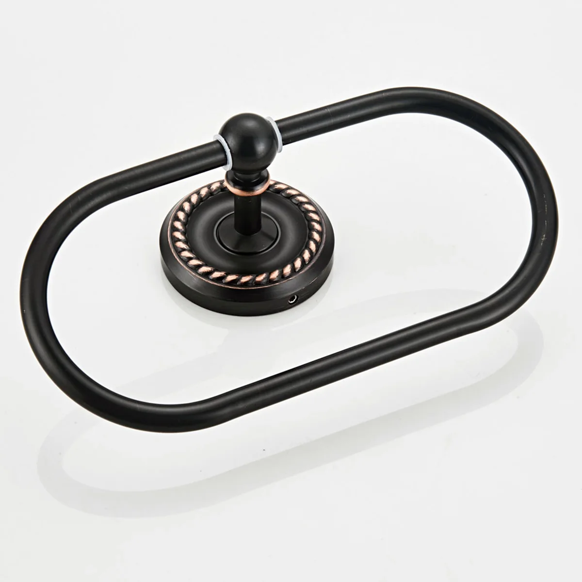 

Sturdy Black Oval Towel Ring Wall Mount Heavy Duty Bathroom Accessory Modern Saving Towel Holder for Home Hotel
