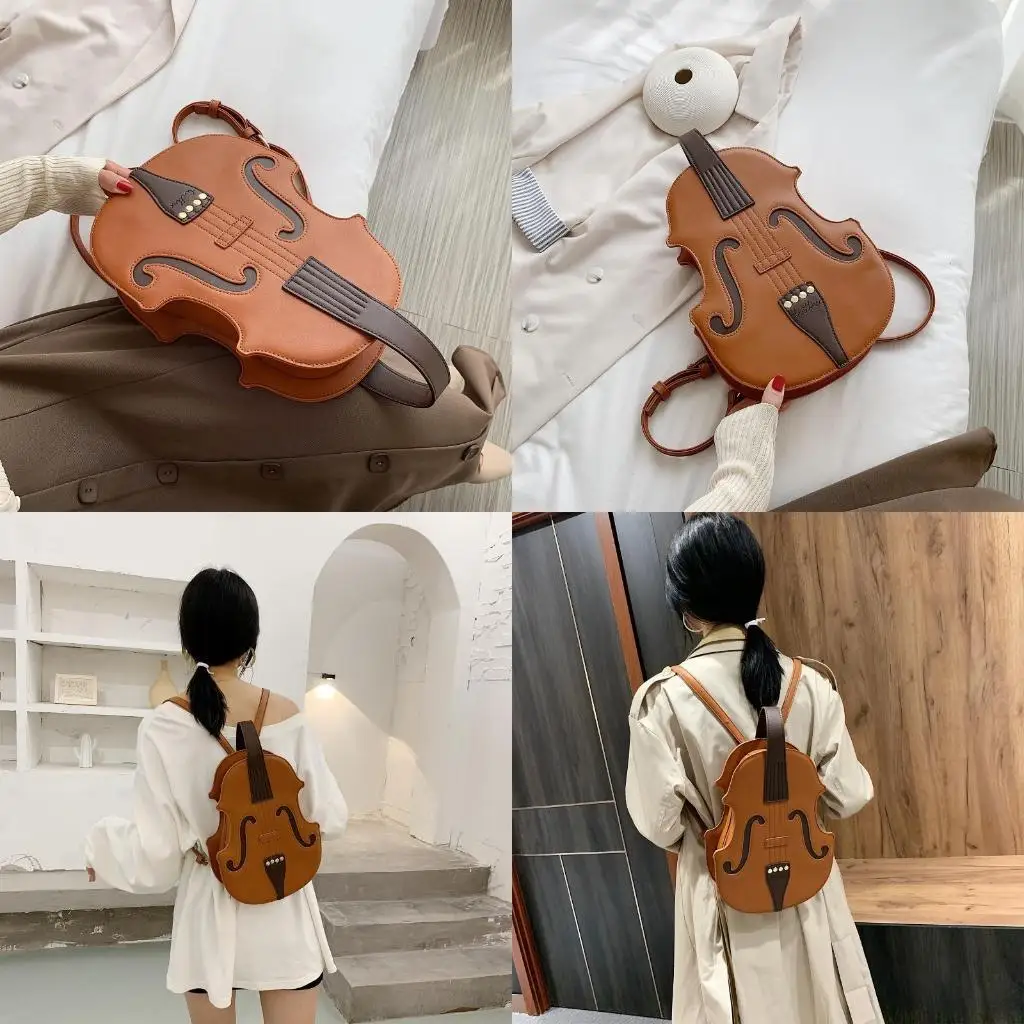 

X90D Women Violin PU Leather Backpack Purse Fashion Handbag Travel Daypack College School Rucksack