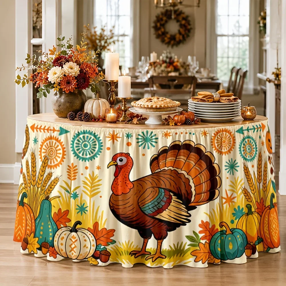 1 piece of tablecloth, polyester, autumn harvest, Thanksgiving decoration, kitchen, dining room, office, party event