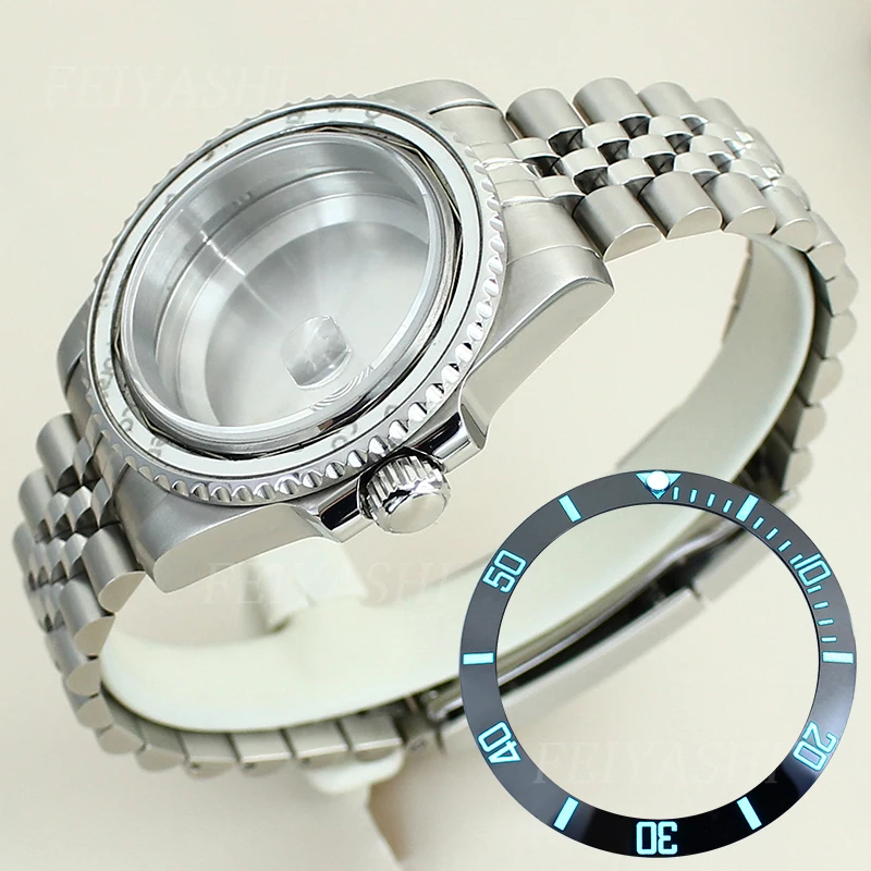 40mm Watch Case 5-link Strap Full Text C3 Luminous Bezel For Seiko NH35 NH34 NH36 NH38 Miyota 8215 ETA 2824 Movement 28.5mm Dial