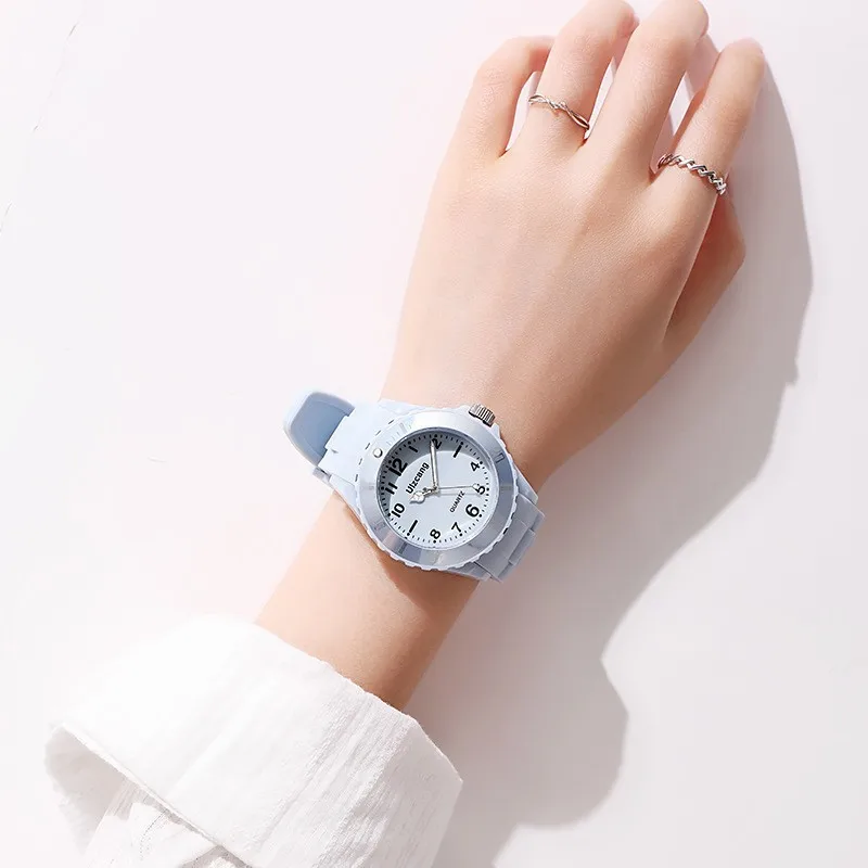 Reloj de banda de silicona para mujer, pulsera elegante y creativa a la moda, ideal para estudiantes de secundaria y jóvenes