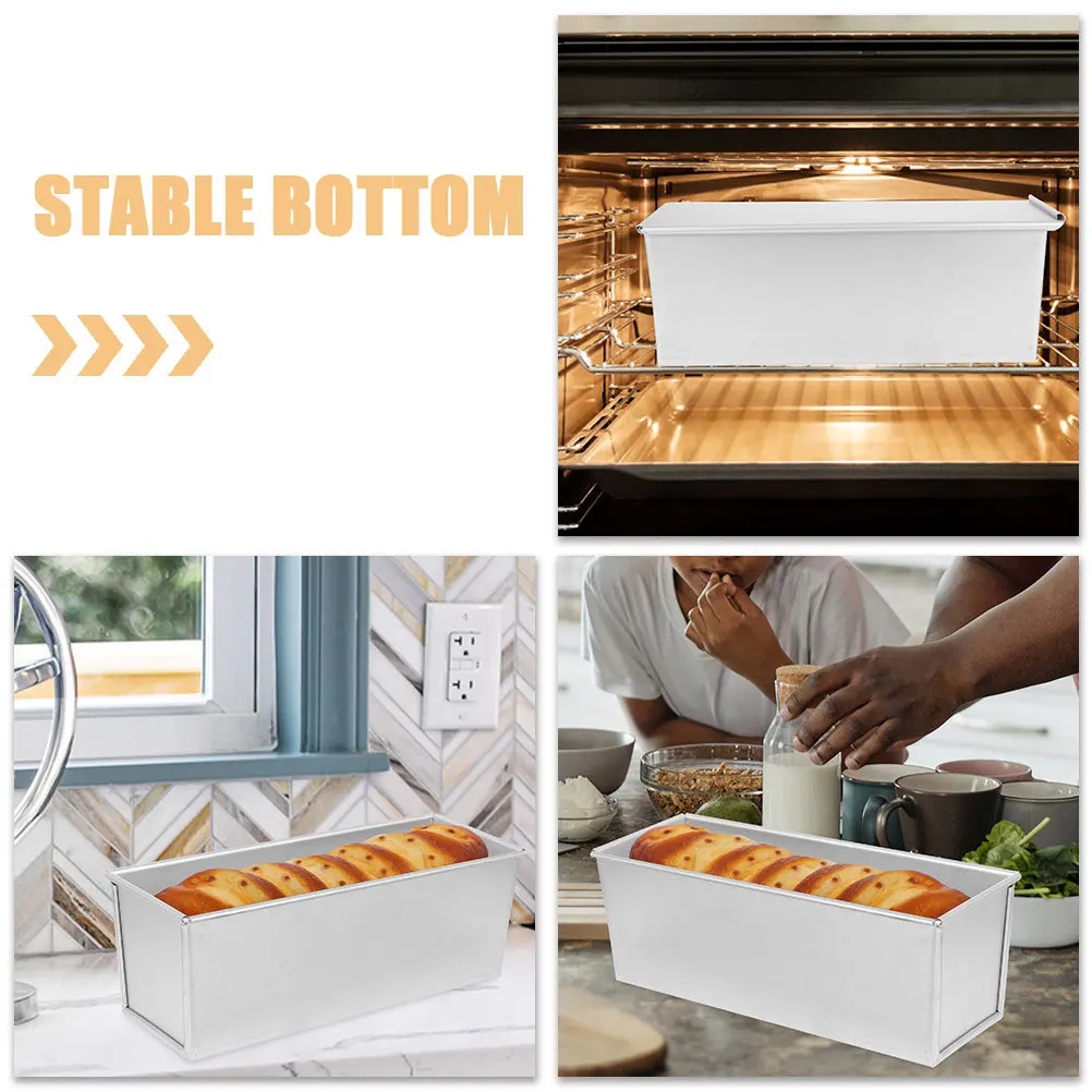 

Loaf Pan With Lid Non-Stick Aluminum Alloy Bread Mold Large Capacity Conduction Even Baking Reusable Household