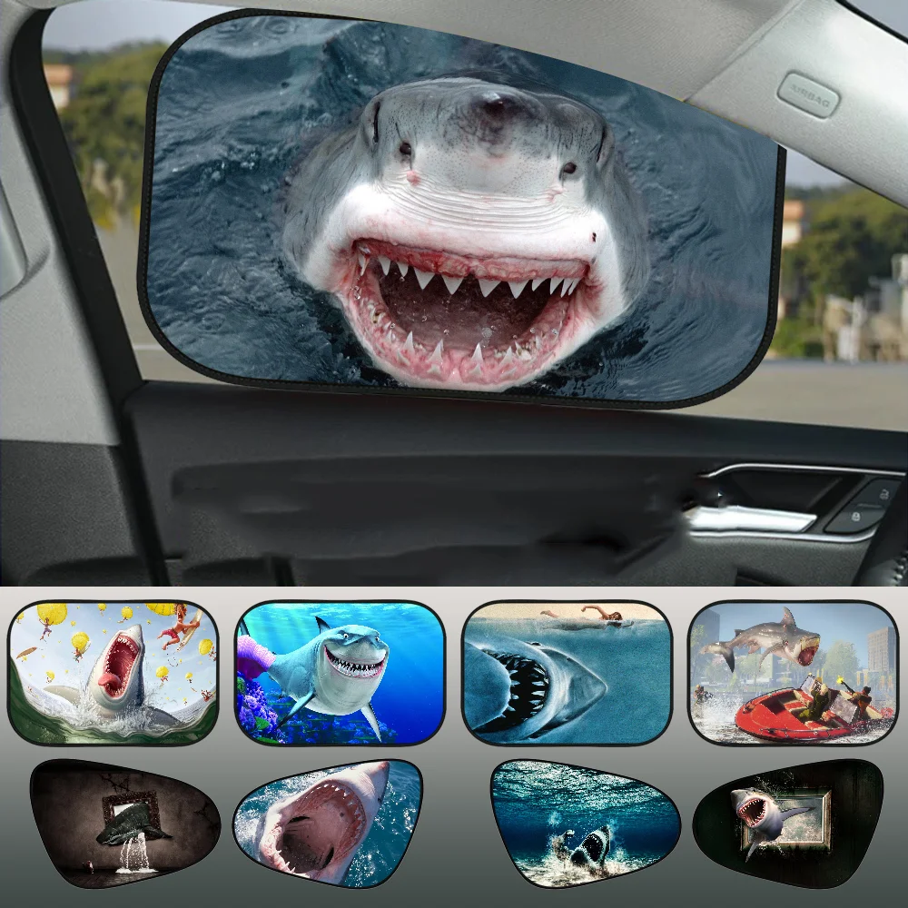 Pare-soleil pour fenêtre latérale de voiture, requin drôle, 1 paquet, isolation thermique, Absorption statique, barrière solaire pour conducteur, intérieur