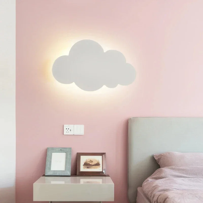 LED Cloud Wall Lamp Baby Room Acrylic Sconce Bedroom Bed Living Dining Room Attic Creative Warm Decoration Lighting Wall Light