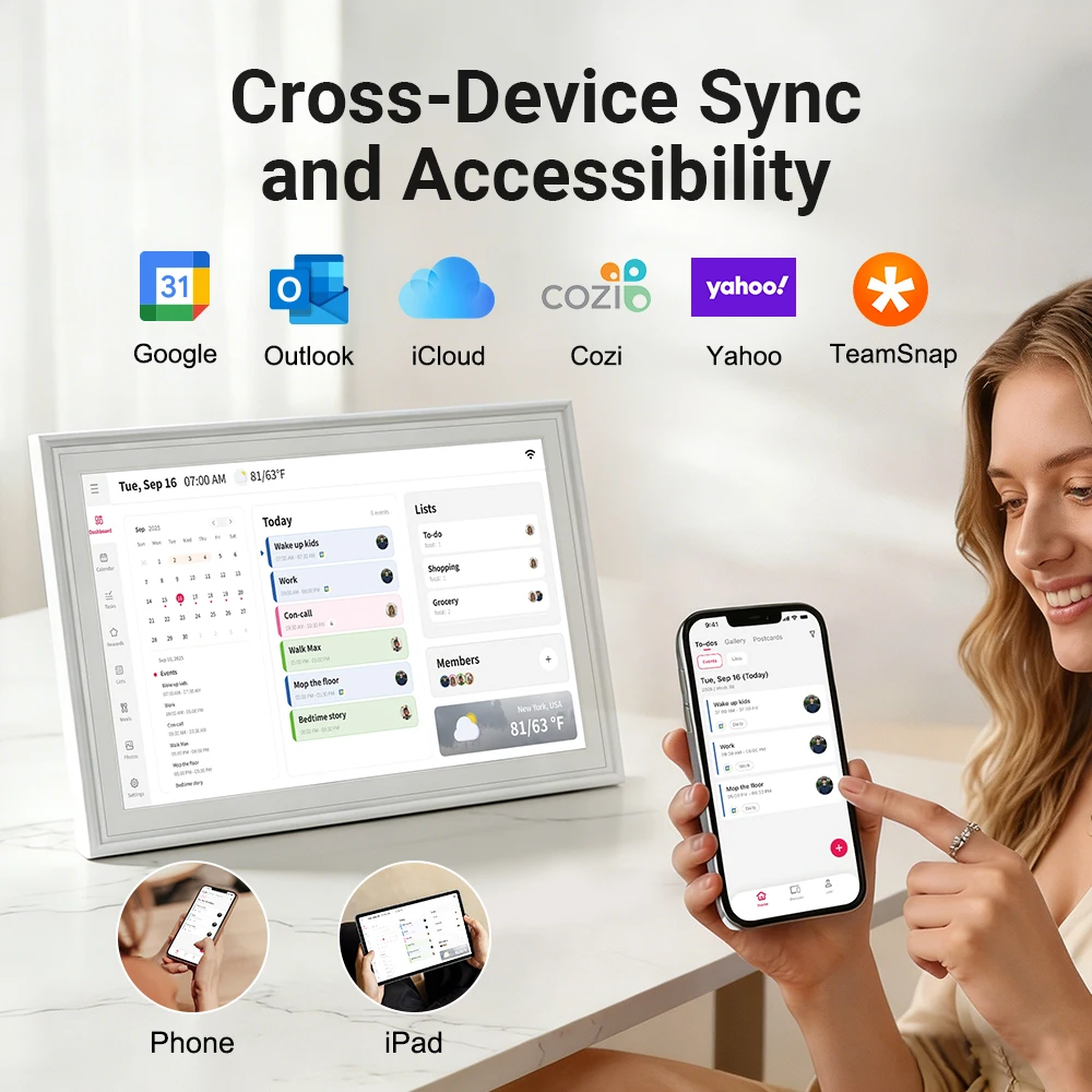 15.6 Inch IPS Digital Desktop Video Picture Event Management Touch Screen Android Wifi 32GB FHD Custom Digital Calendar Frame