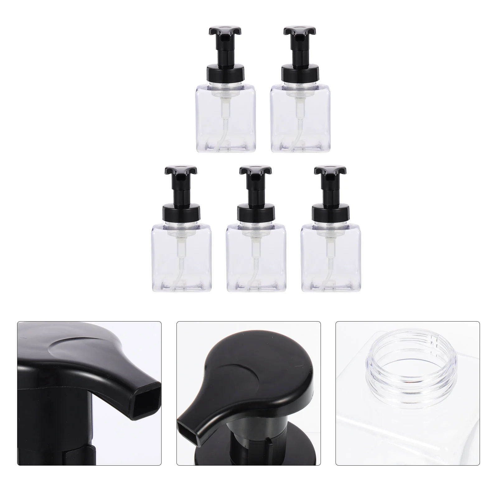 

5 Pcs Foam Bottle Pump Shampoo Dispenser And Conditioner Bottles Sparkling Essential Oil 500ml The Pet Clear Soap Versatile