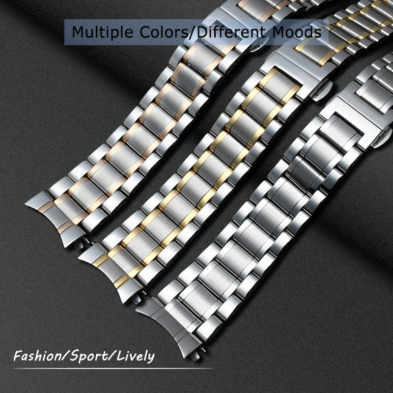 19mm 20mm 21mm 22mm Stainless Steel Watch Strap for SEIKO SKX Longines Master Tissot MIDO Certina Rose Gold Curved End Bracelets