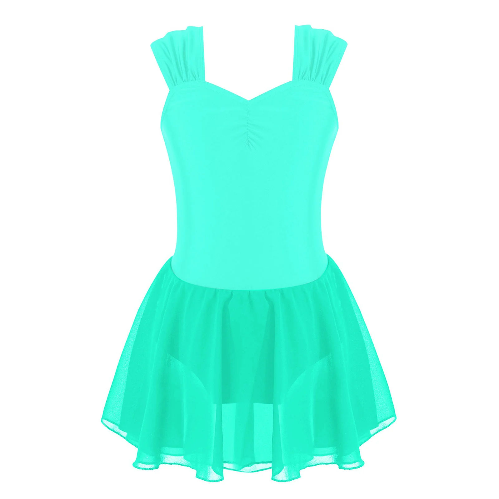 Girls Figure Skating Dress Lyrical Dance Costume Tutu Ballet Dress Solid Color Kids Ballerina Outfit Children Gymnastics Leotard