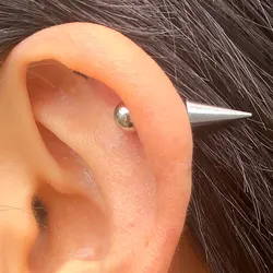 2Pcs Stainless Steel Round Ball Spike Cone Piercing Jewelry Tragus Cartilage Helix Ear Studs Earrings For Women / Men 2024 Trend