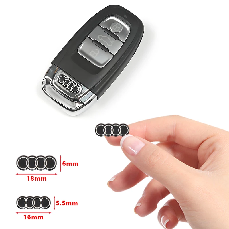 Emblema Premium de 16mm 18mm para Chave de Carro A3 A4 A5 A6 A7 Q3 Q5 Q7 TT, em ABS, Acessório de Substituição Automotiva para Tuning Esportivo e Estilização